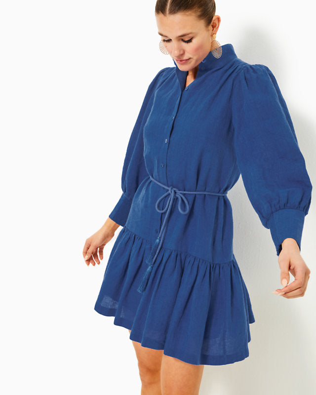 Drena Linen Dress – Peppermint Palm Lou