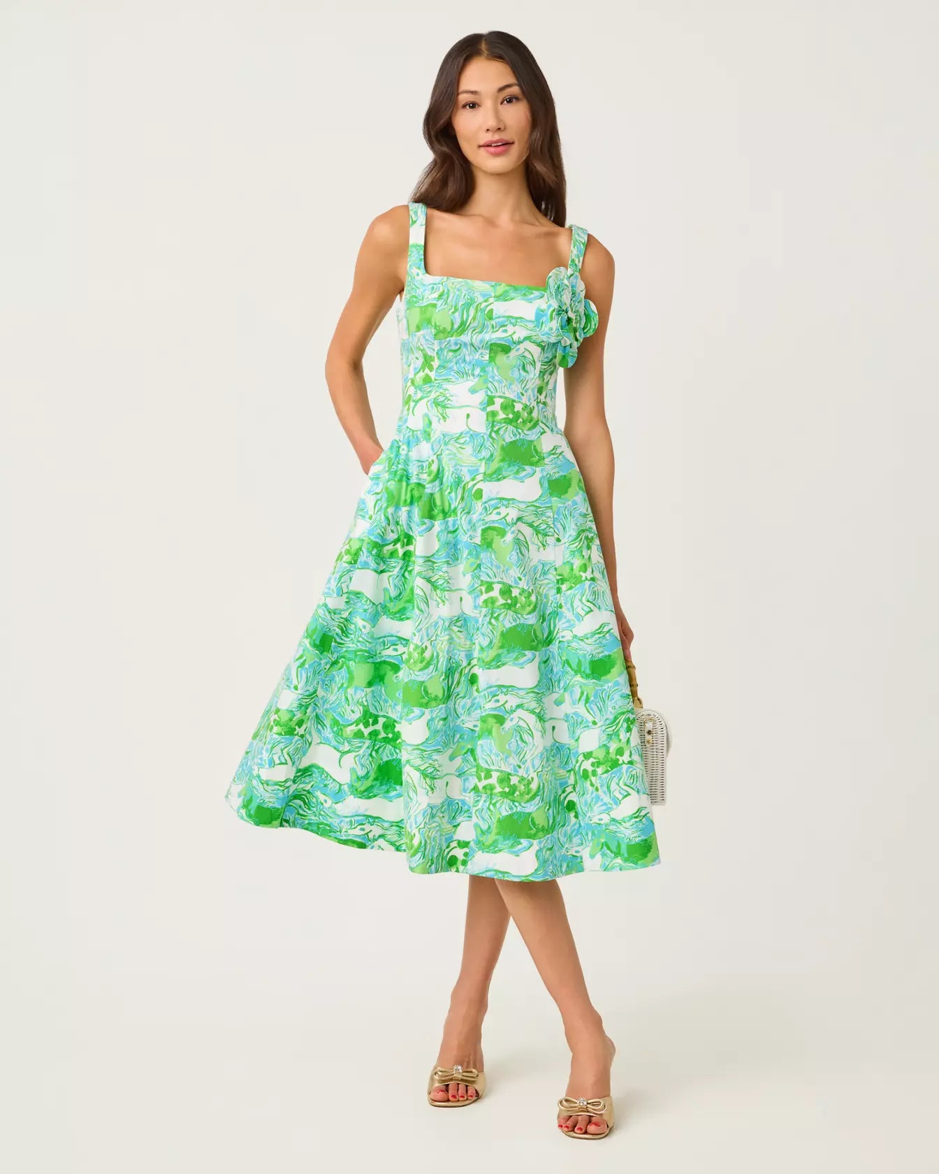 Nelly Stretch Midi Dress – Peppermint Palm Lou