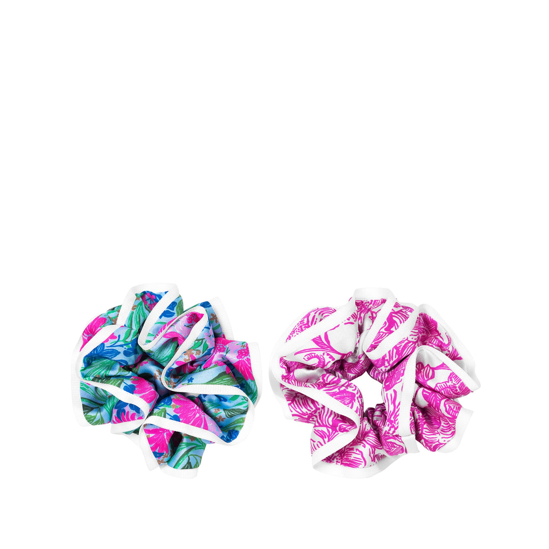 Layered Ruffle Scrunchie Set - Unforgettable Pink/ Endless Summer