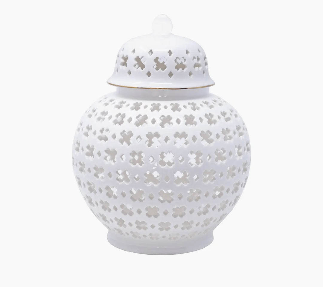 Small Ginger Jar White Lattice
