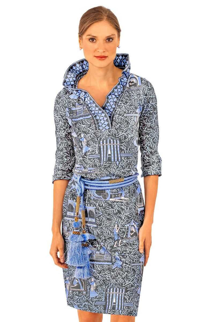 Ruffneck Dress - Palanquin Party (Grey)