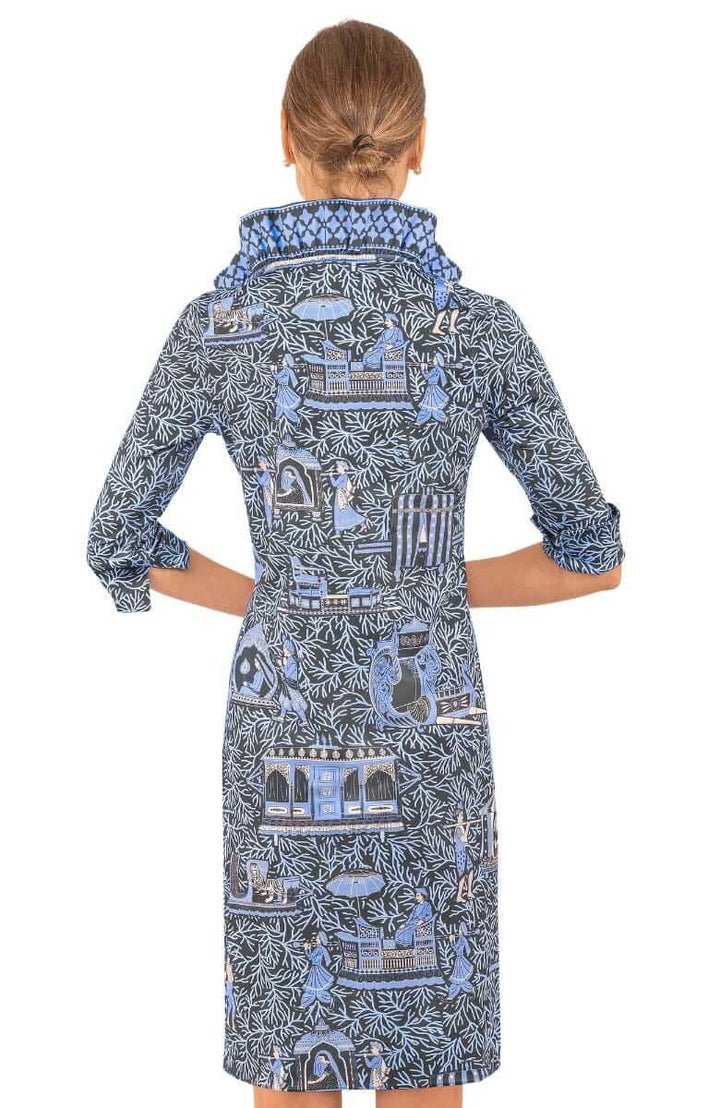 Ruffneck Dress - Palanquin Party (Grey)