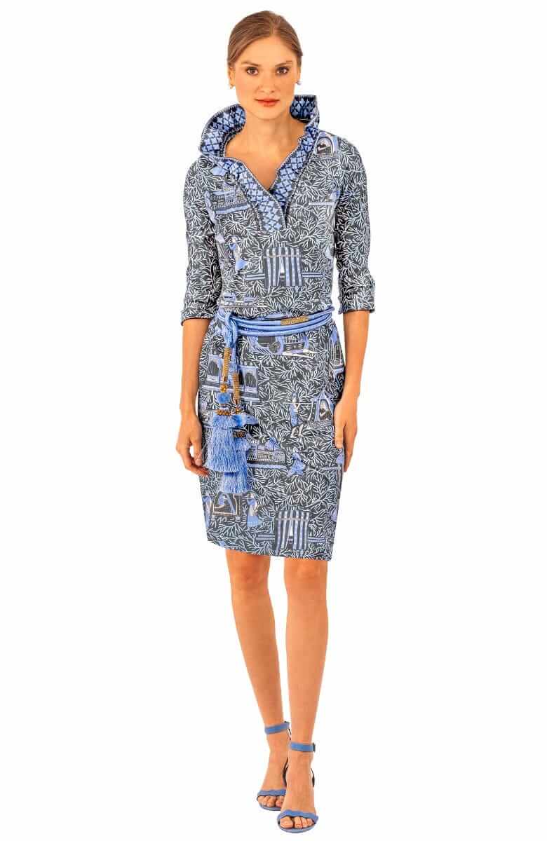 Ruffneck Dress - Palanquin Party (Grey)