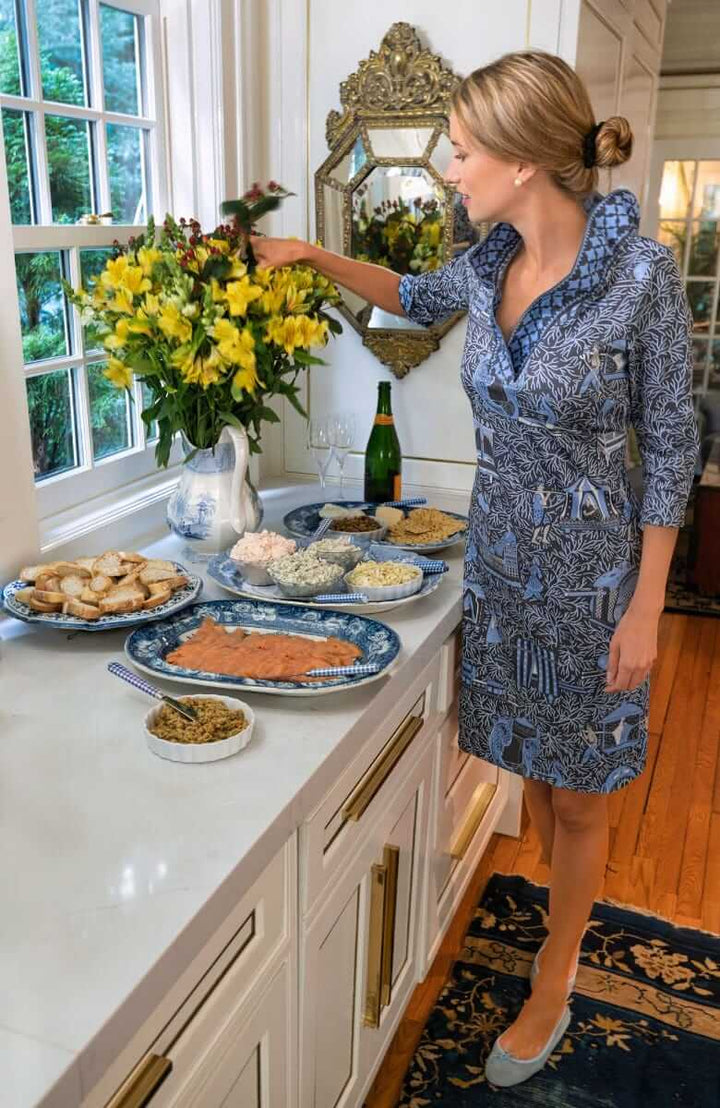 Ruffneck Dress - Palanquin Party (Grey)