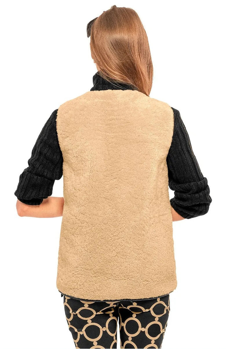Shearling Boxy Vest - Khaki