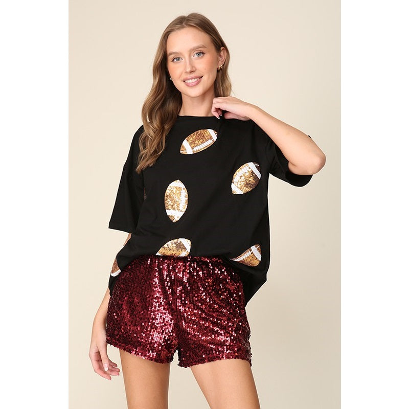 Game Day Dazzling Football T-Shirt - Black