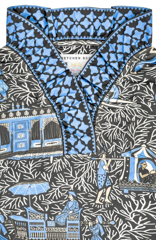 Ruffneck Dress - Palanquin Party (Grey)