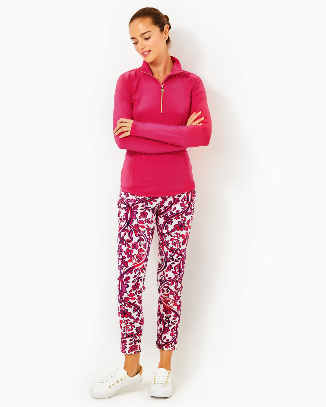 Justine Half Zip Pullover Upf 50+ - Raspberry Rouge