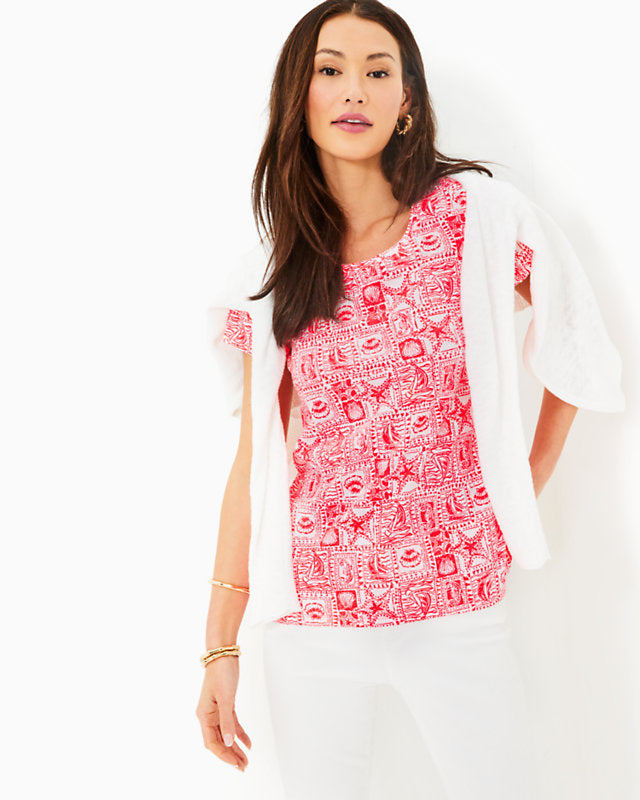 Etta Scoop Neck Top - Mizner Red