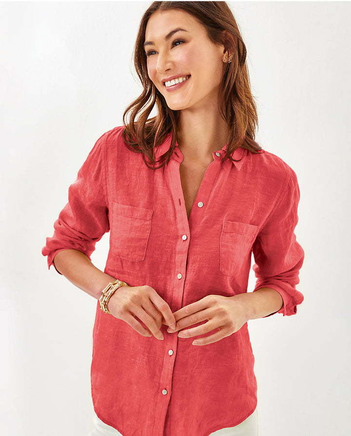 Sea View Linen Button Down Top