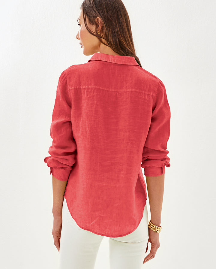 Sea View Linen Button Down Top