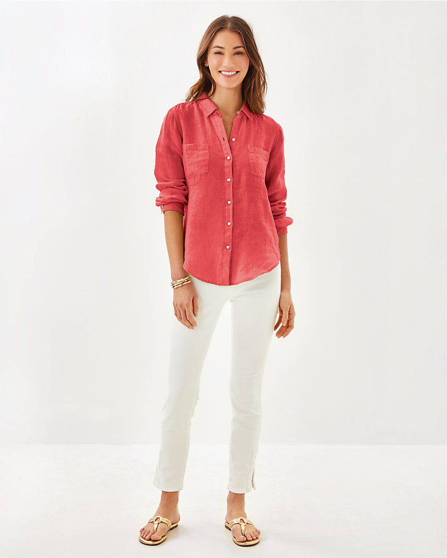 Sea View Linen Button Down Top
