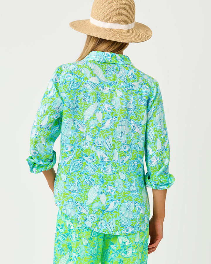 Sea View Linen Button Down Shirt - Day Dream Blue Throw Me A Line