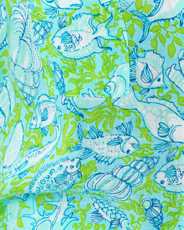 Sea View Linen Button Down Shirt - Day Dream Blue Throw Me A Line