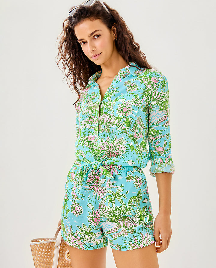 Sea View Linen Button Down Top
