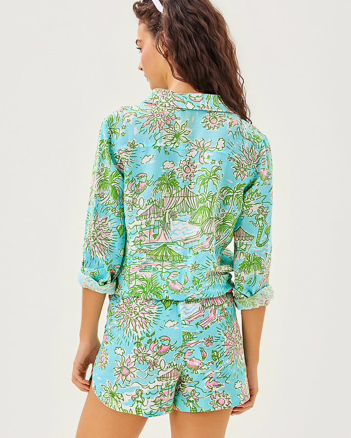 Sea View Linen Button Down Top