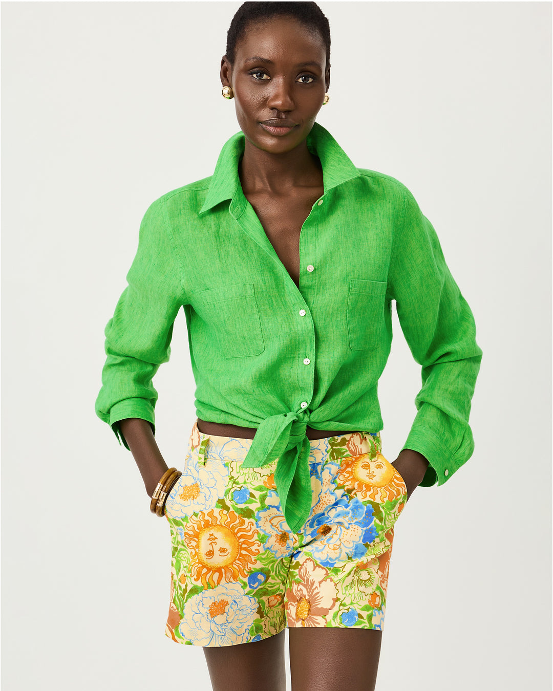 Sea View Linen Button Down - Ivy Green X Chateau Green
