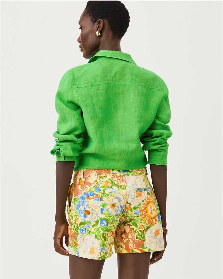 Sea View Linen Button Down - Ivy Green X Chateau Green