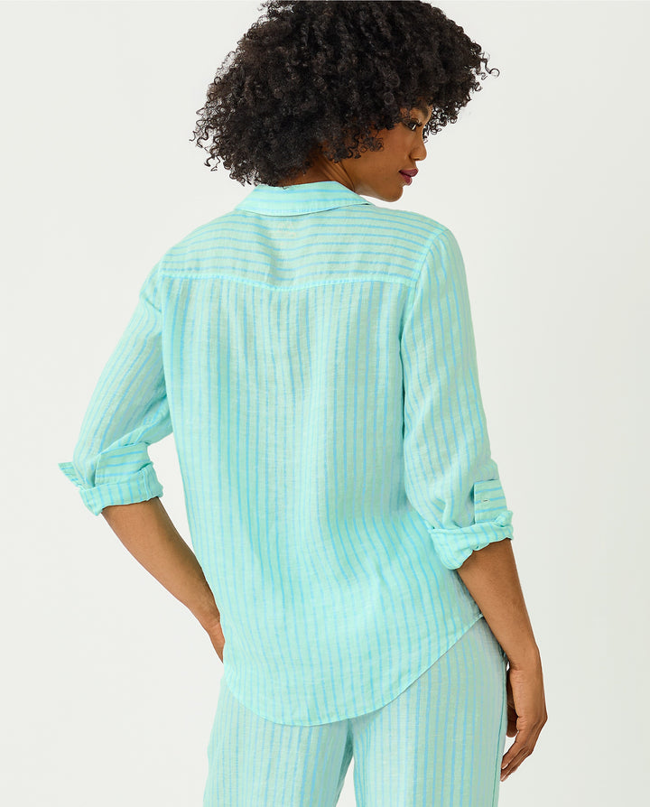 Sea View Button Down Top - Mint Condition X Capri Blue