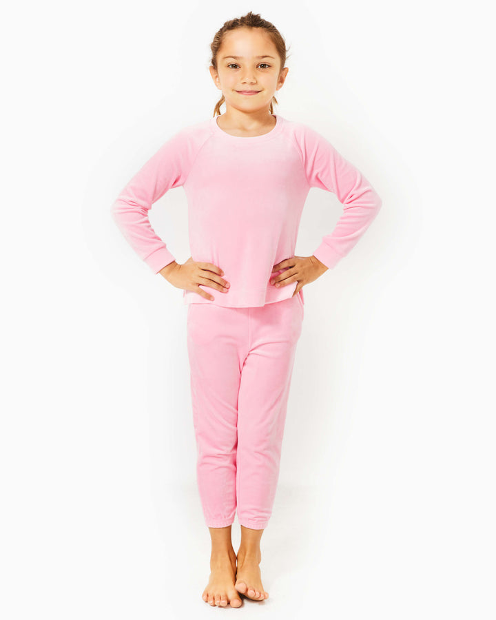 Girls Mini Mallie Velour Pant - Conch Shell Pink