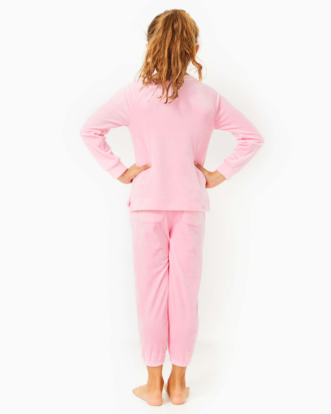 Girls Mini Mallie Velour Pant - Conch Shell Pink