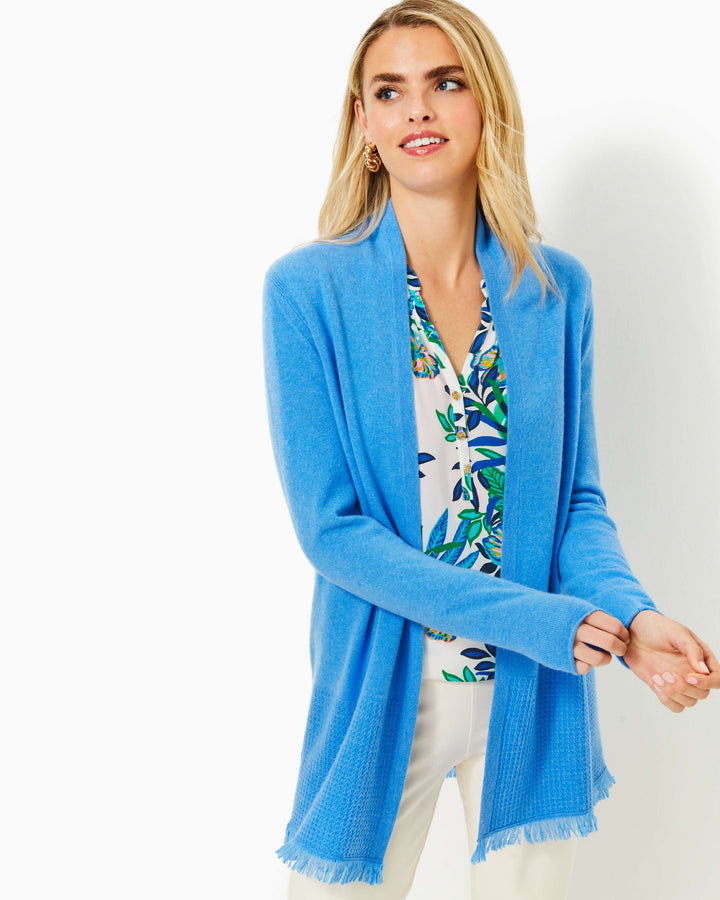 Noble Cashmere Cardigan - Heathered Blue Stream