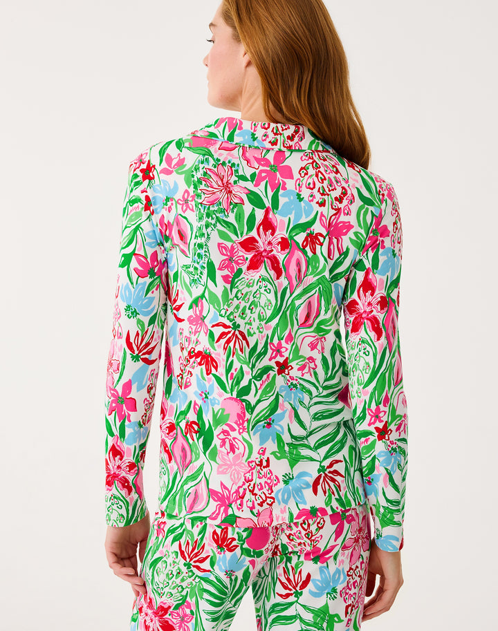Pajama Knit Longsleeve Button-up Top - Multi Glowing Gardens