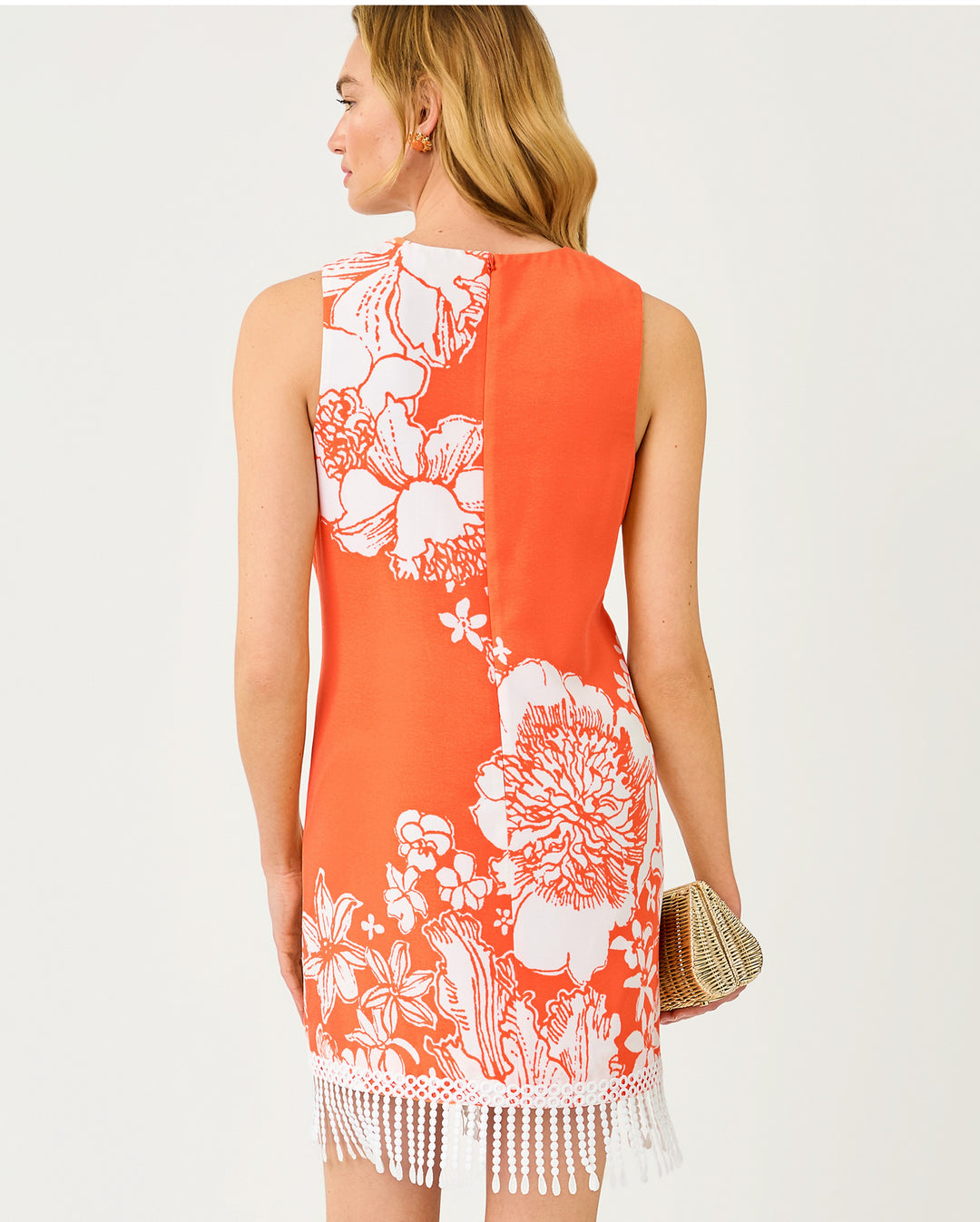 Aniya Fringe Shift Dress - Sunset Orange Budding Romance