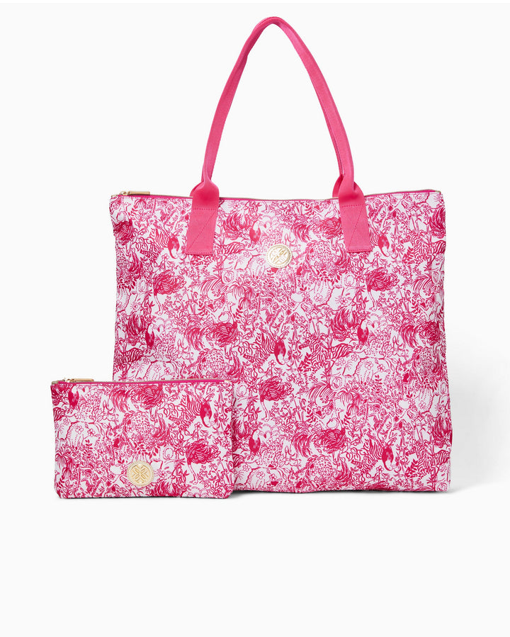 Piper Packable Tote - Raspberry Rouge Animal Magnetism