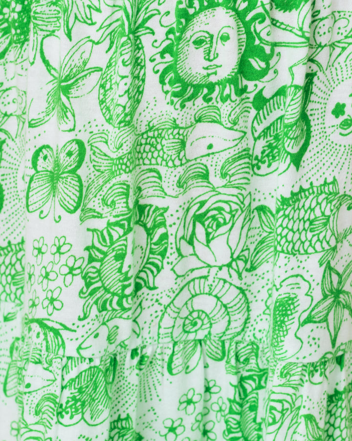 Girls Mini Jilly Sleeved Midi Dress - Putting Green Lil Fleur