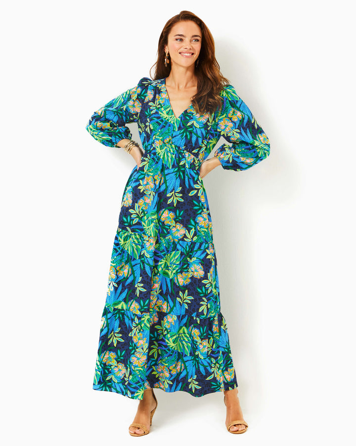 Deacon 3/4 Sleeve V-neck Maxi Dress