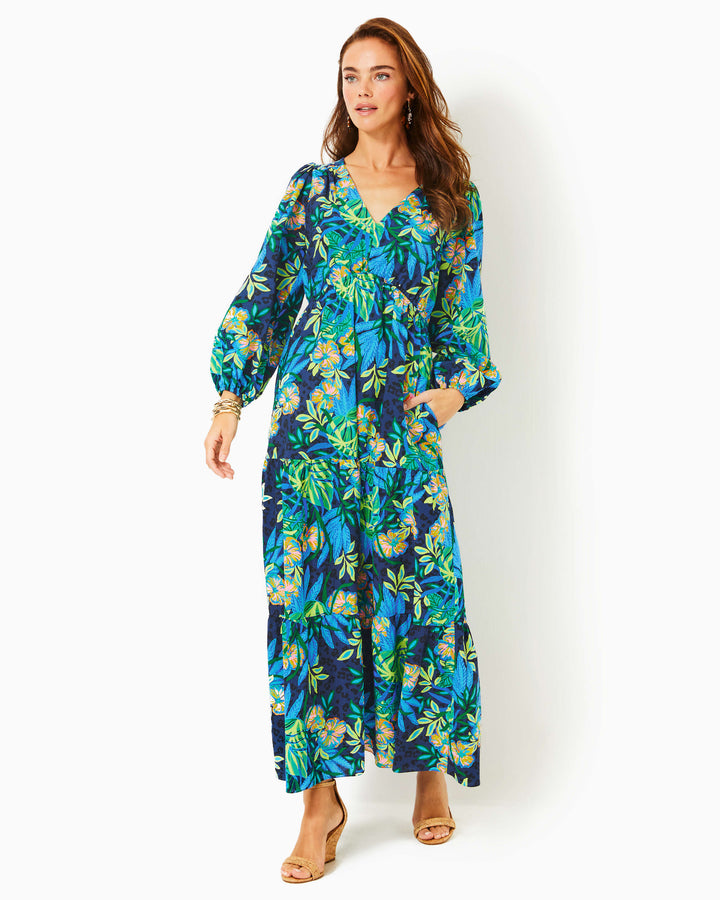 Deacon 3/4 Sleeve V-neck Maxi Dress