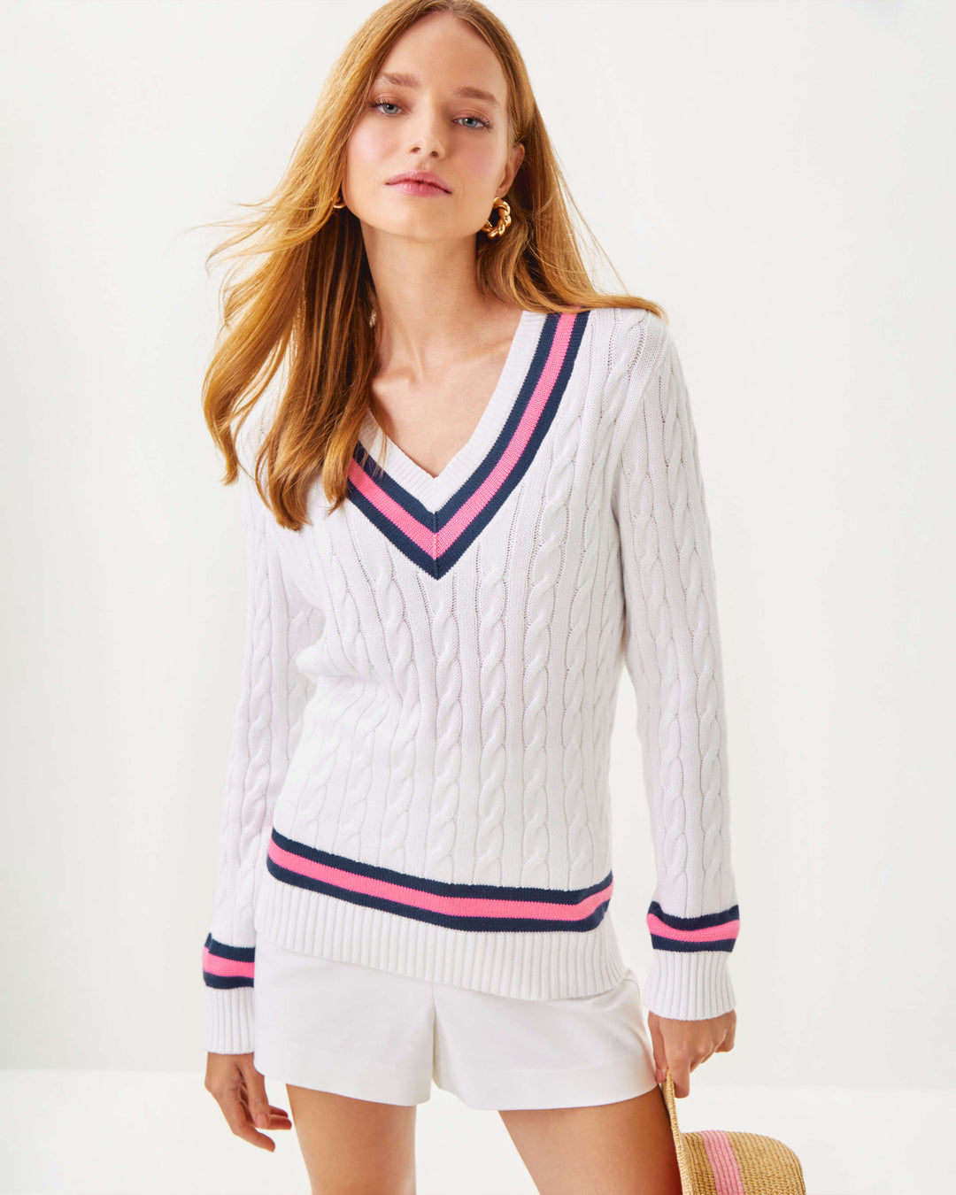 Brockton Sweater - Resort White x Rousseau Pink Tipping