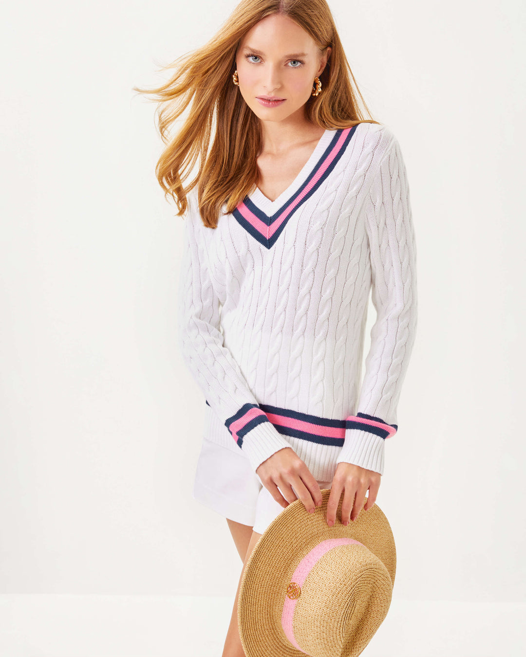 Brockton Sweater - Resort White x Rousseau Pink Tipping