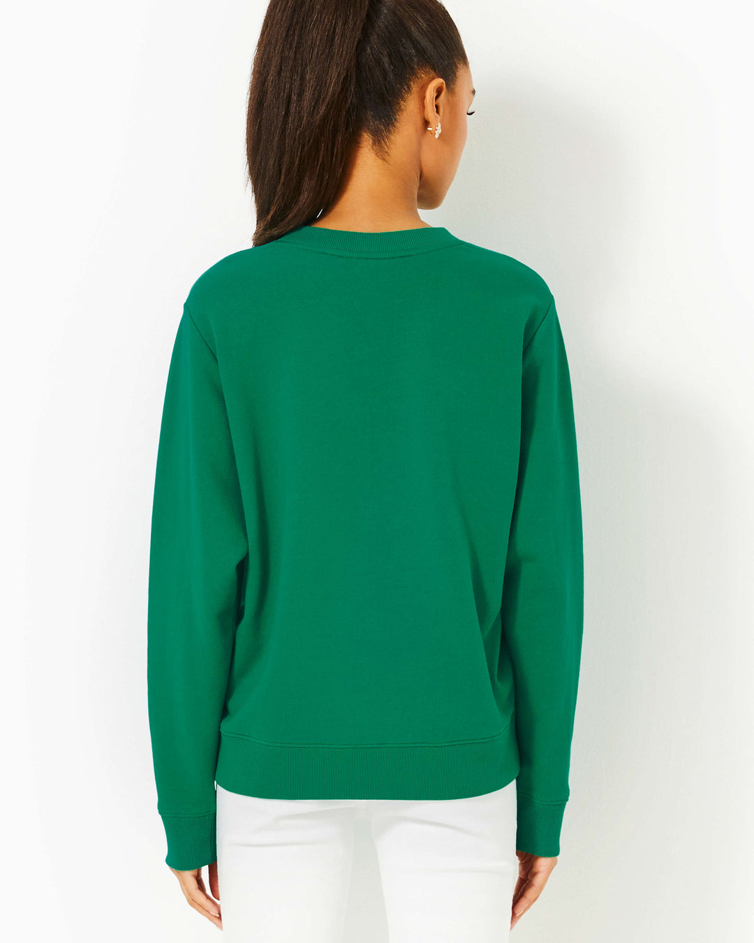 Ballad Long Sleeve Sweatshirt - Fiddle Leaf Green Bow Embellishment