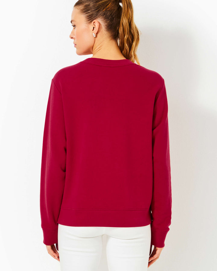 Ballad Long Sleeve Sweatshirt - Malbec Red Bow Embellishment