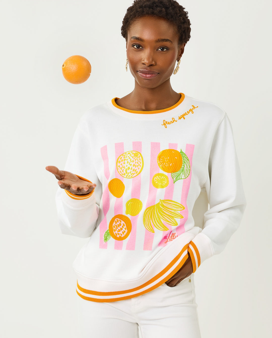 Ballad Long Sleeve Sweatshirt - Multi Fresh Squeezed Embroidery