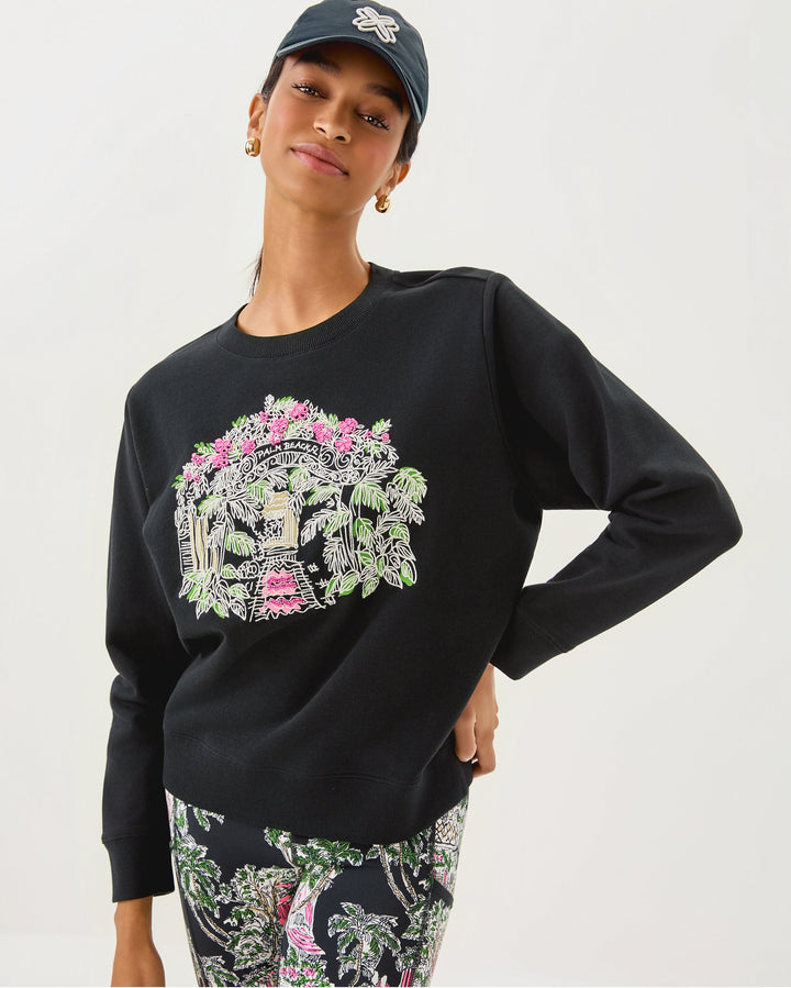 Ballad Long Sleeve Sweats - Noir Palm Beach Toile