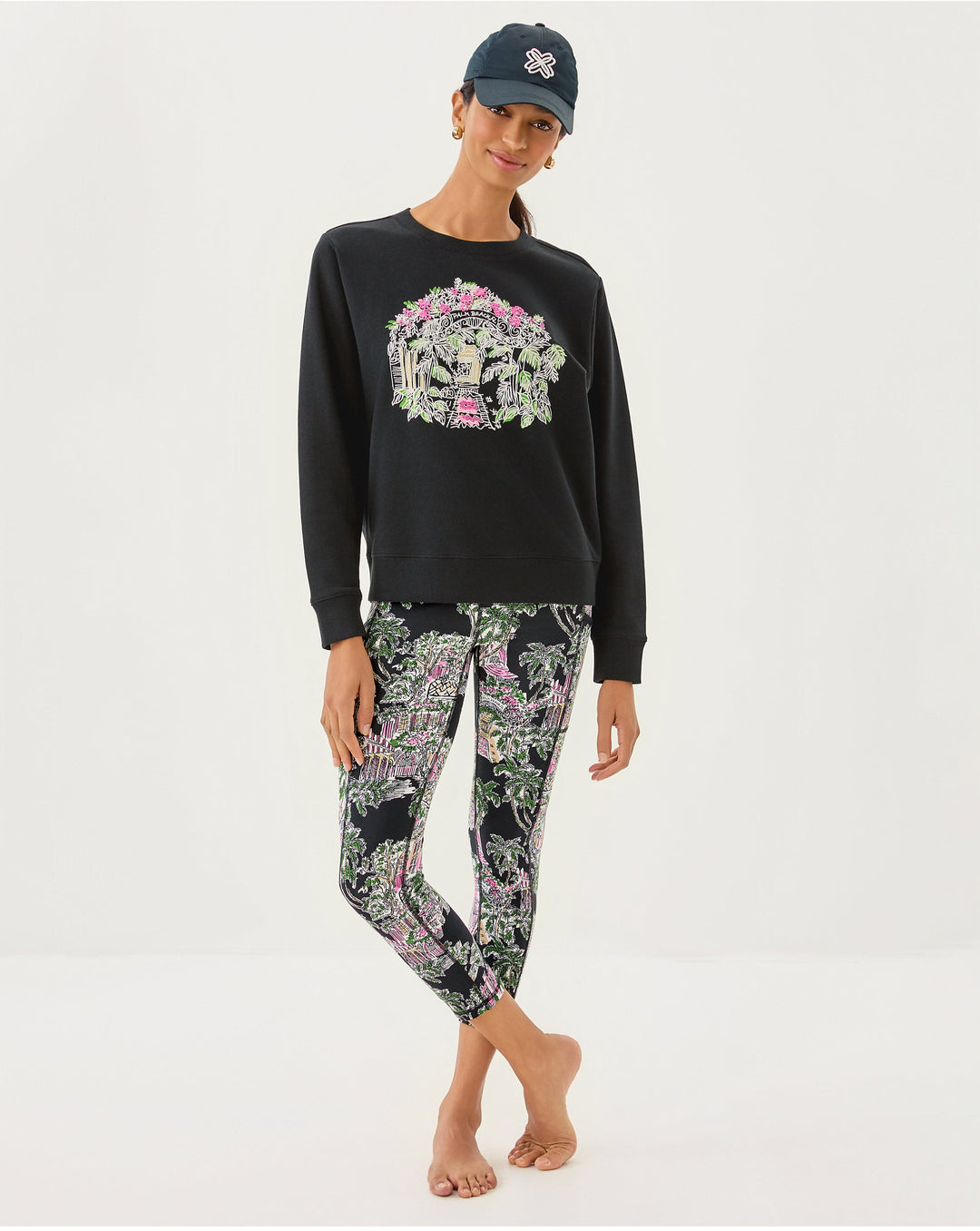 Ballad Long Sleeve Sweats - Noir Palm Beach Toile