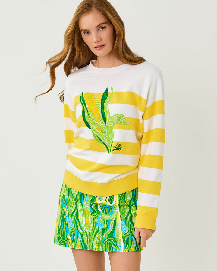 Ballad Long Sleeve Sweatshirt - Multi Sweet Corn Embroidery