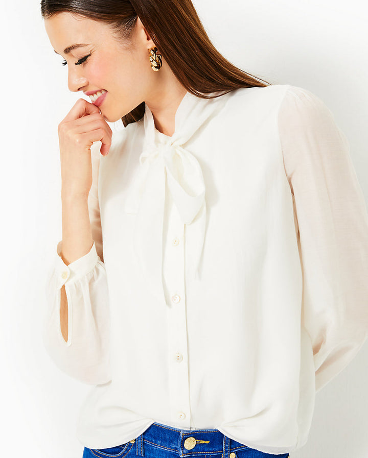 Teague Cotton Silk Top - Coconut