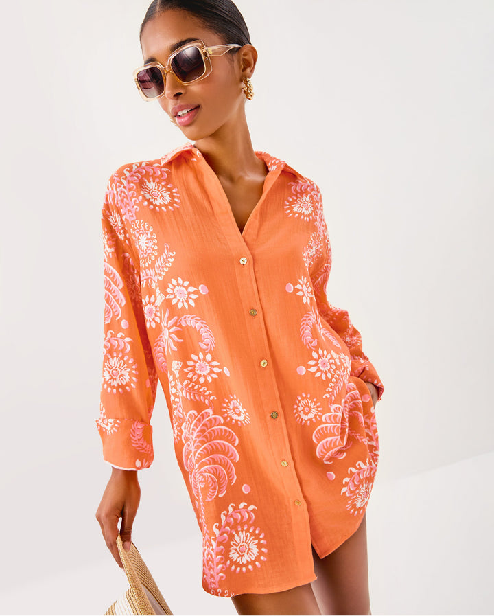 Kwitney Long Sleeve Cover - Papaya Breezy Palm