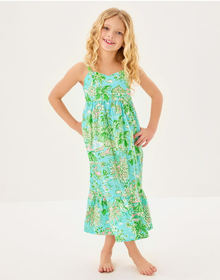Girls Mini Hiedi Maxi Dress - Fresh Water Blue Sun Bathers
