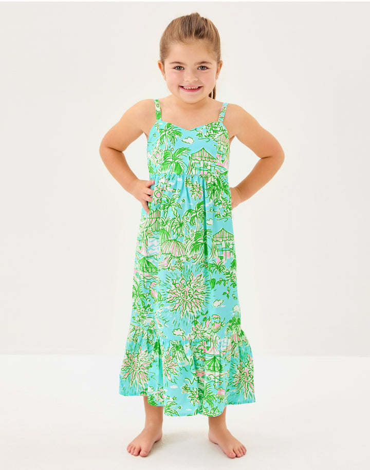 Girls Mini Hiedi Maxi Dress - Fresh Water Blue Sun Bathers