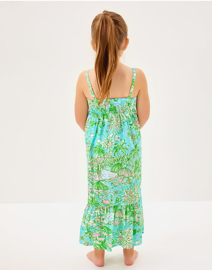 Girls Mini Hiedi Maxi Dress - Fresh Water Blue Sun Bathers