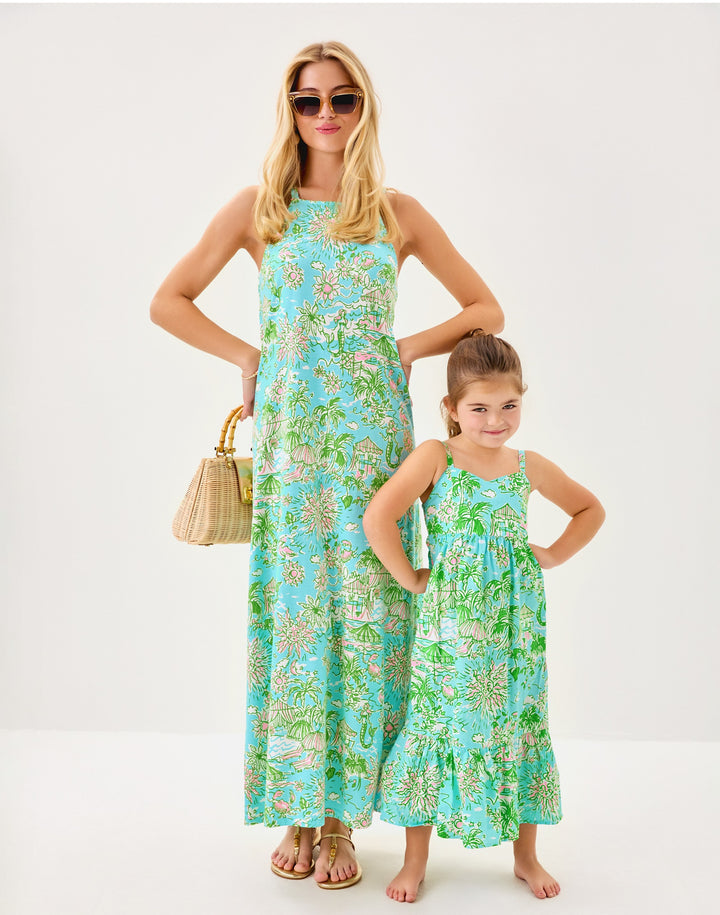 Girls Mini Hiedi Maxi Dress - Fresh Water Blue Sun Bathers