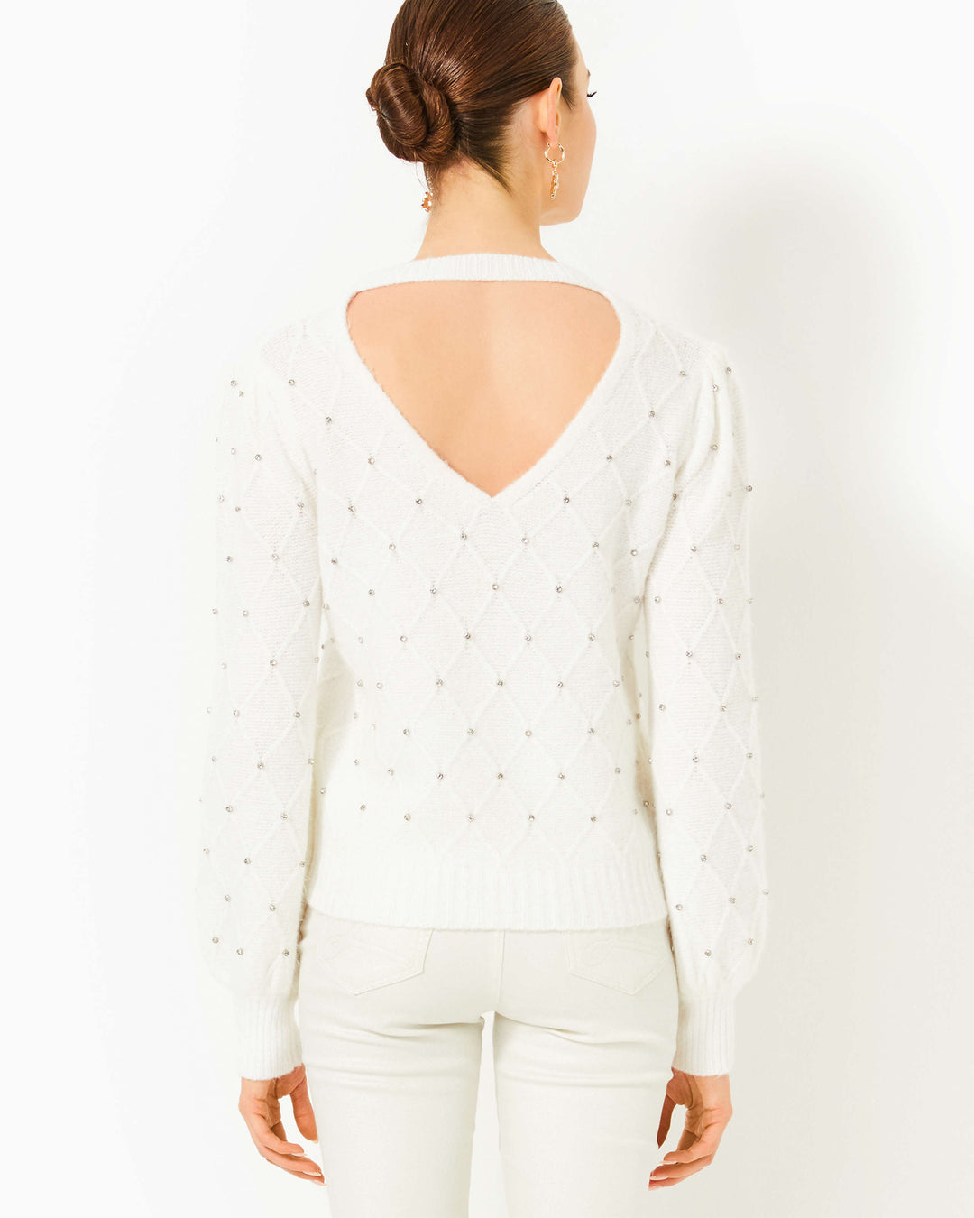 Veronita Sweater - Coconut Scattered Rhinestones