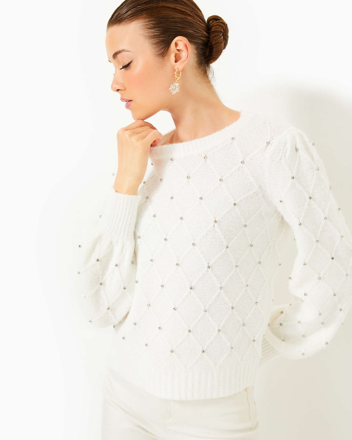 Veronita Sweater - Coconut Scattered Rhinestones