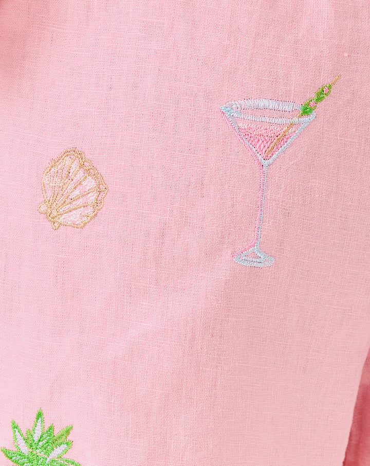 3" Elodey Linen Short - Conch Shell Pink Happy Hour