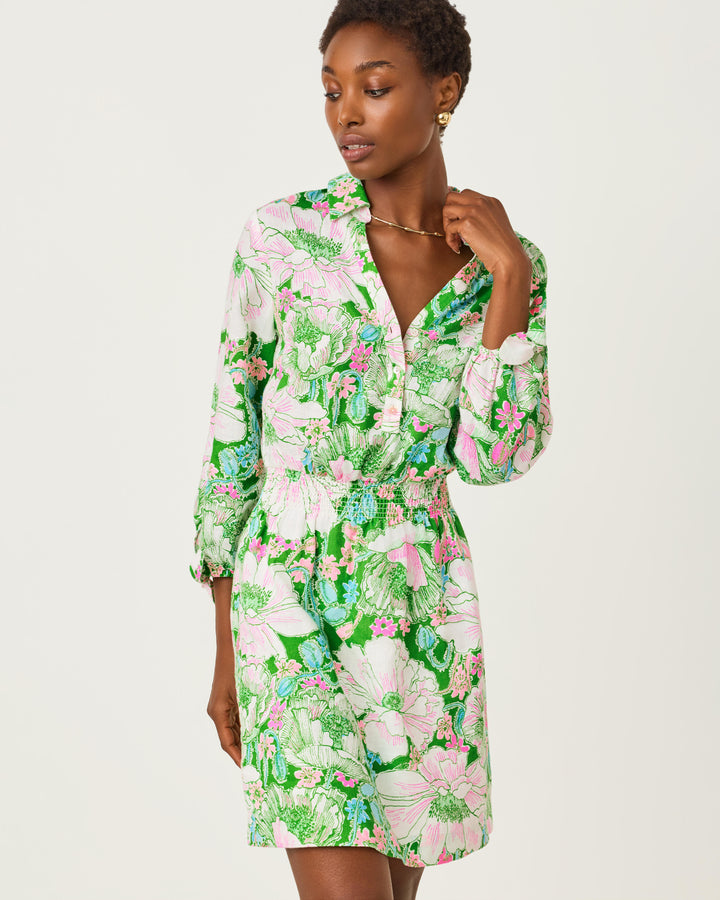 Abralynn Linen Shirtdress - Putting Green Poppyland